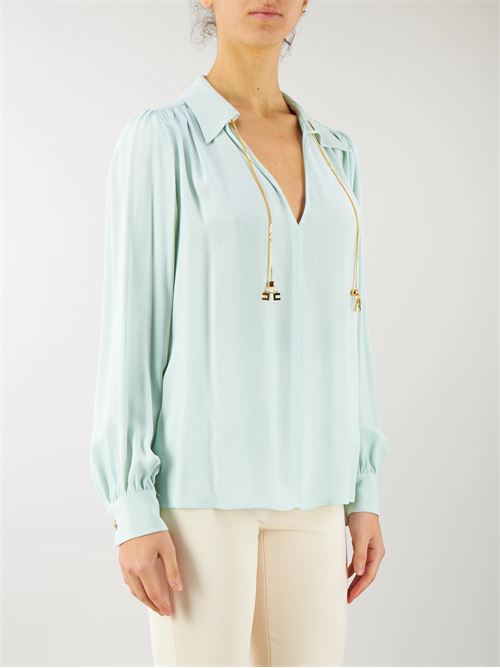 Blouse in viscose georgette fabric with accessory at the neck Elisabetta Franchi ELISABETTA FRANCHI | Shirt | CAT3041E2BV9